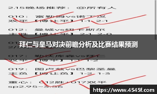 拜仁与皇马对决前瞻分析及比赛结果预测
